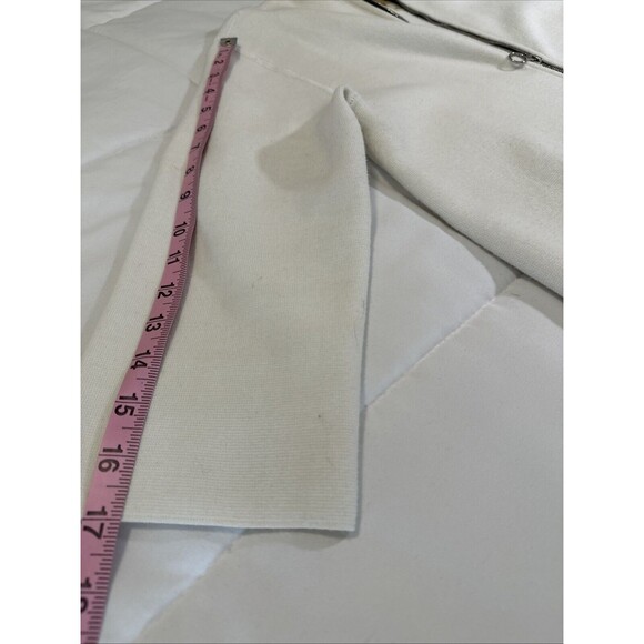 Damask Black/Cream Double Zipper Long Cardigan Front Pockets Size Medium M - Picture 7 of 12